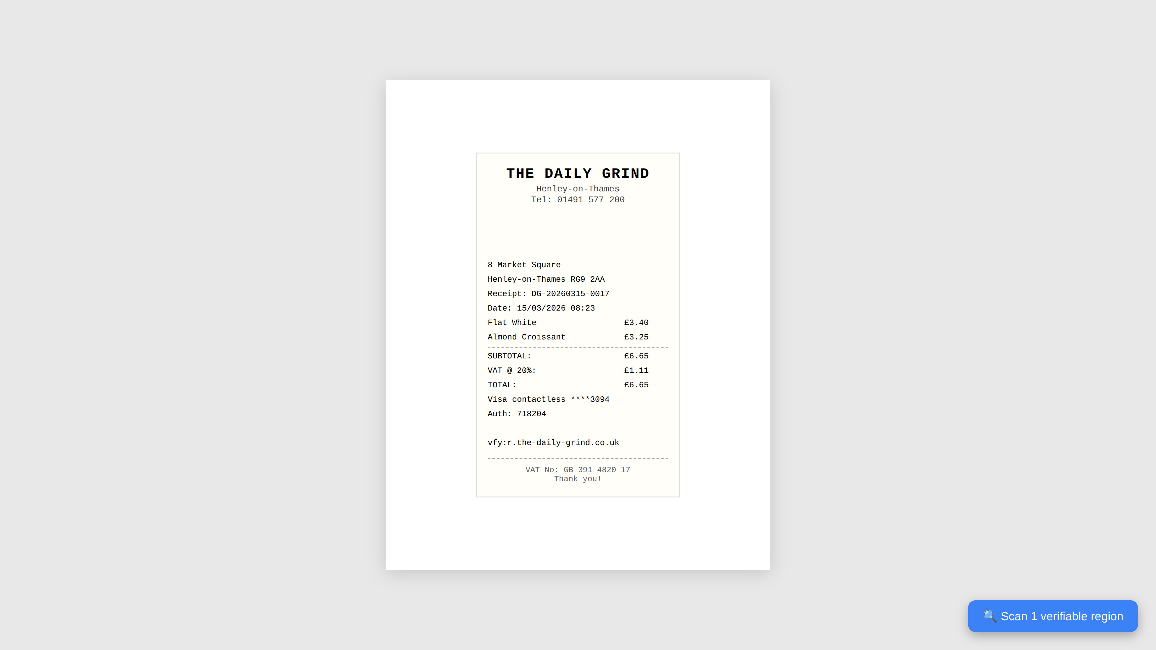 Before: coffee shop receipt