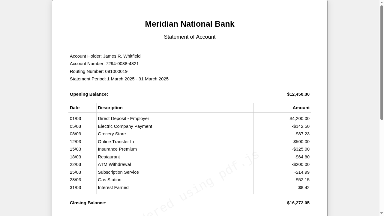 Before: bank statement