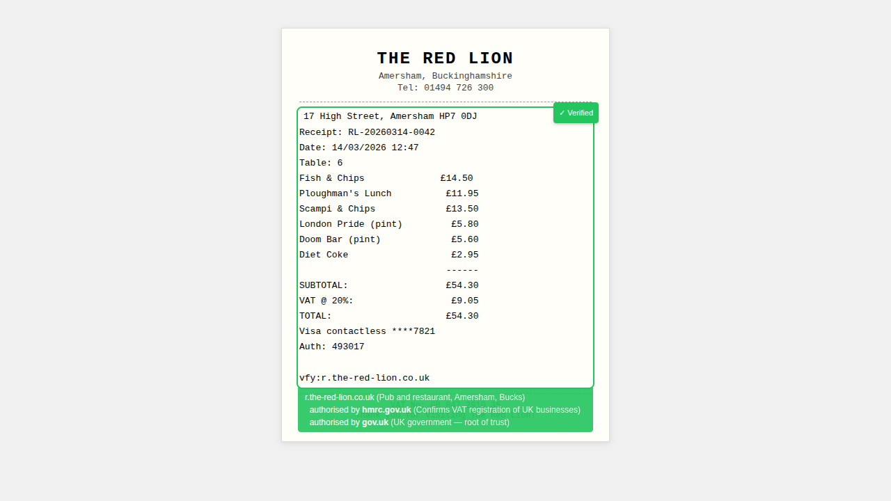 After: receipt verified