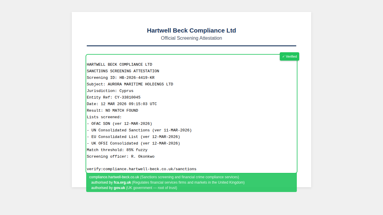After: screening verified